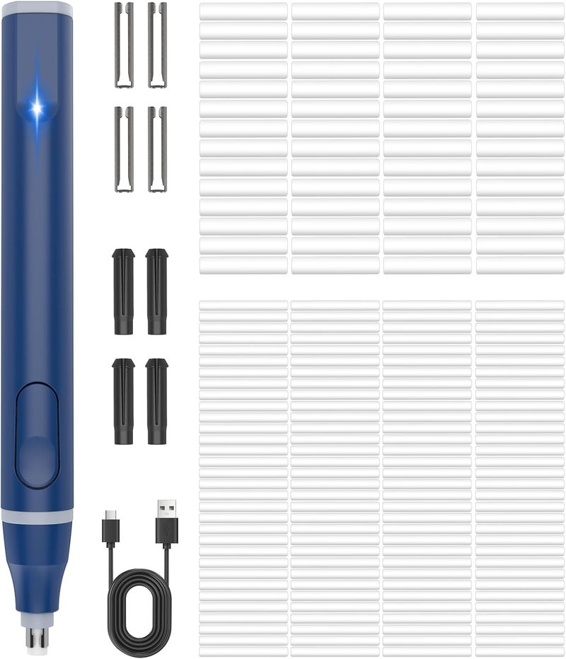 Foyucool Electric Eraser, USB C Rechargeable Pencil Eraser with 220 Eraser Refills, 2 Eraser Sizes, Comfort Grip Art Eraser for Drawing, Ideal for Artists, Students, Sketch, Engineers, Blue - Image 1